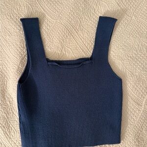 Navy Blue Ribbed Tank Top